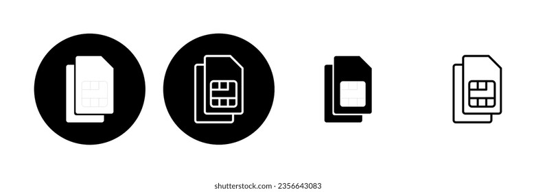 Sim-Karte-Symbol-Set. Doppelsickerkartensymbol-Vektorgrafik