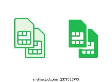 Sim-Karte-Symbol-Set. Doppelsickerkartensymbol-Vektorgrafik