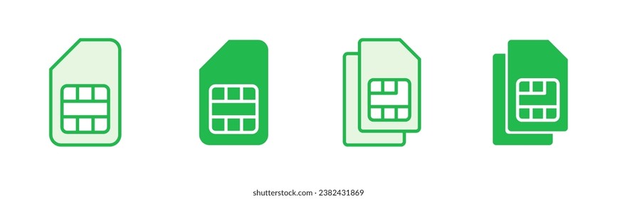 Sim-Karte-Symbol-Set. Doppelsickerkartensymbol-Vektorgrafik