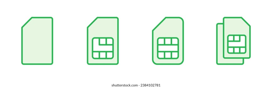 Juego de iconos de tarjeta SIM. vector de icono de tarjeta sim dual