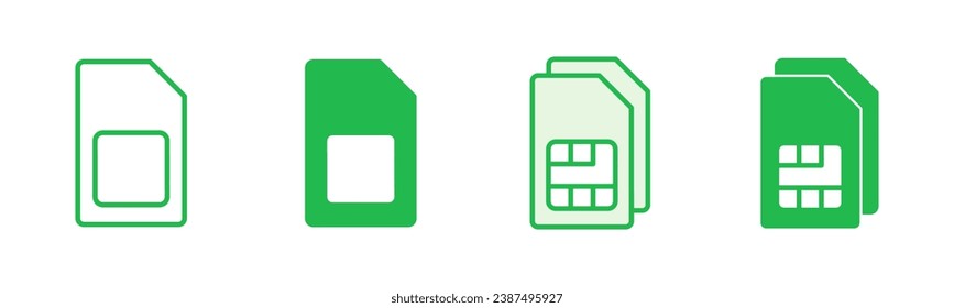 Sim card icon set. dual sim card icon vector