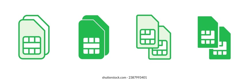 Juego de iconos de tarjeta SIM. vector de icono de tarjeta sim dual