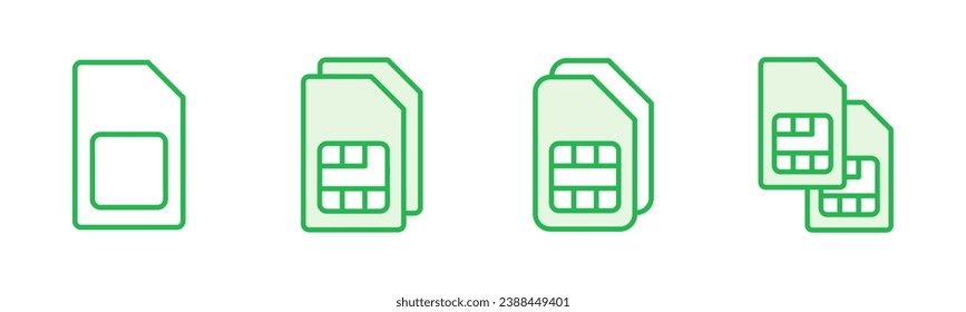 Juego de iconos de tarjeta SIM. vector de icono de tarjeta sim dual
