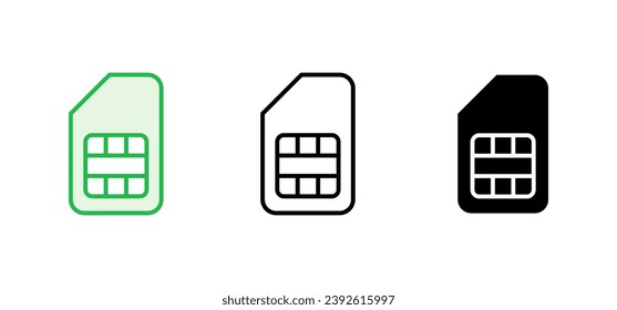 Juego de iconos de tarjeta SIM. vector de icono de tarjeta sim dual