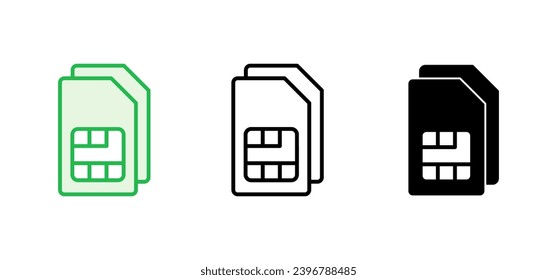 Sim card icon set. dual sim card icon vector