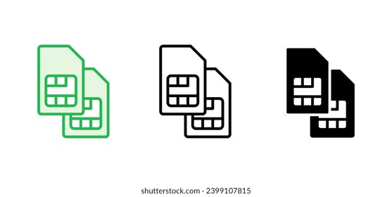 Sim card icon set. dual sim card icon vector