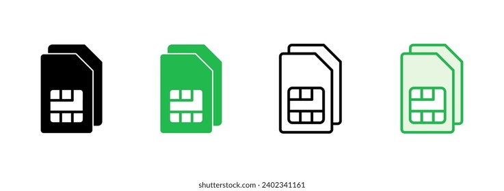 Juego de iconos de tarjeta SIM. vector de icono de tarjeta sim dual