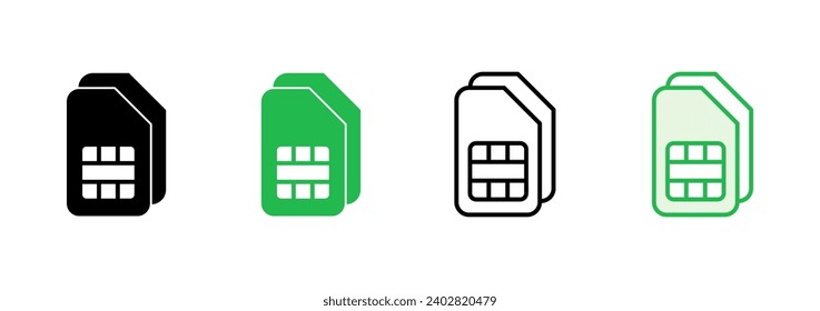 Sim card icon set. dual sim card icon vector