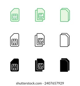 Juego de iconos de tarjeta SIM. vector de icono de tarjeta sim dual