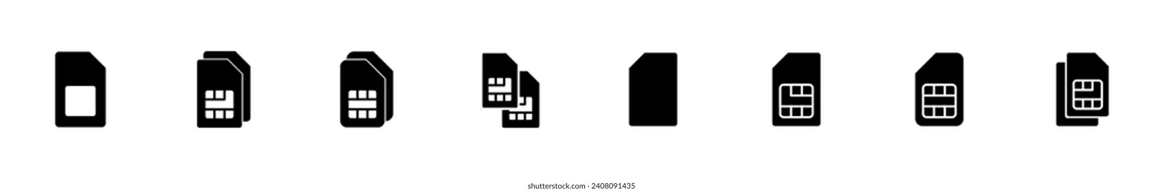 Sim card icon set. dual sim card icon vector