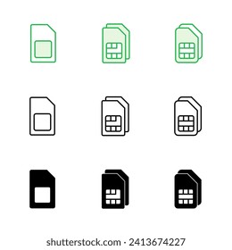 Juego de iconos de tarjeta SIM. vector de icono de tarjeta sim dual