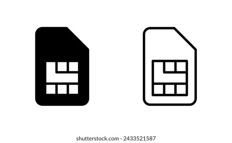 Sim card icon set. dual sim card icon vector