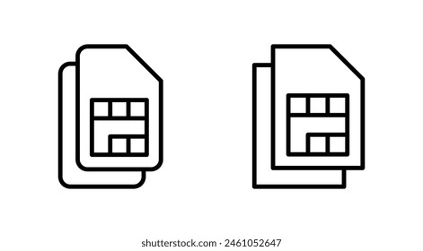 Sim card icon set. dual sim card icon vector