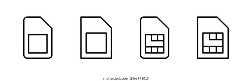 Sim card icon set. dual sim card icon vector