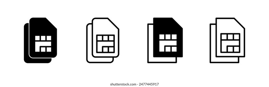 Conjunto de iconos de tarjeta SIM. Vector de iconos de tarjeta SIM dual