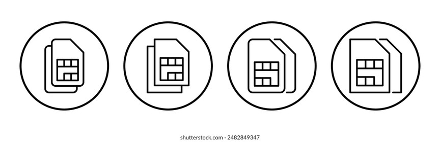 SIM-Karten-Symbolsatz. Dual-SIM-Karten-Symbol Vektorgrafik