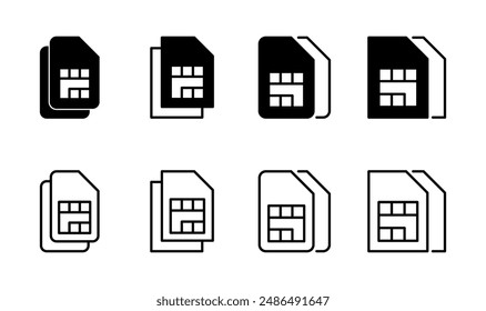 Conjunto de iconos de tarjeta SIM. Vector de iconos de tarjeta SIM dual