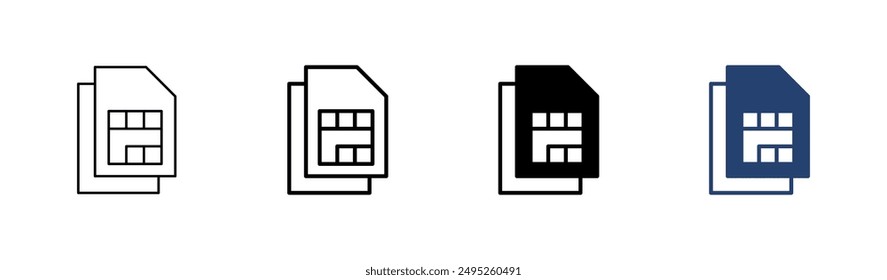 Sim card icon set. dual sim card icon vector