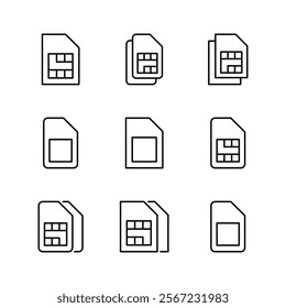 Sim card icon set. dual sim card icon vector