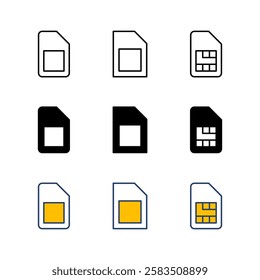 Sim card icon set. dual sim card icon vector