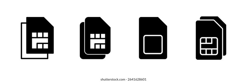 Sim card icon set. dual sim card icon vector