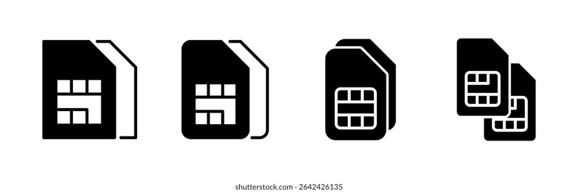 Sim card icon set. dual sim card icon vector