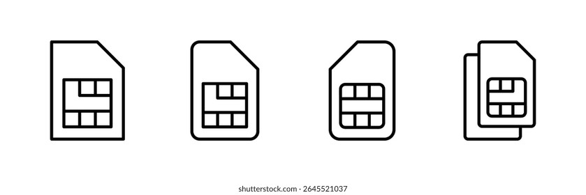 Sim card icon set. dual sim card icon vector
