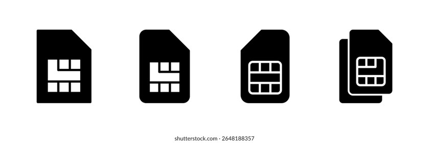 Sim card icon set. dual sim card icon vector