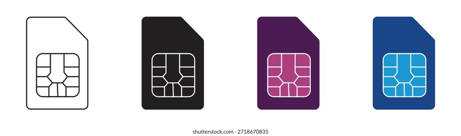 Conjunto de ícone de cartão Sim, símbolo e sinal de cartão SIM duplo, ilustração vetorial.