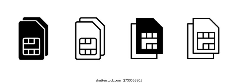 Sim card icon set. dual sim card icon vector
