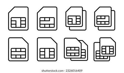 Sim card icon set illustration. dual sim card sign and symbol