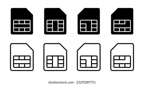 Sim card icon set illustration. dual sim card sign and symbol