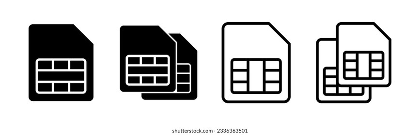 Sim card icon set illustration. dual sim card sign and symbol