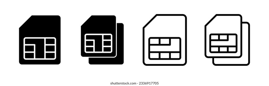 Sim card icon set illustration. dual sim card sign and symbol