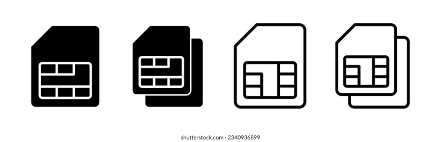 Ilustración del conjunto de iconos de la tarjeta SIM. signo y símbolo de tarjeta sim dual