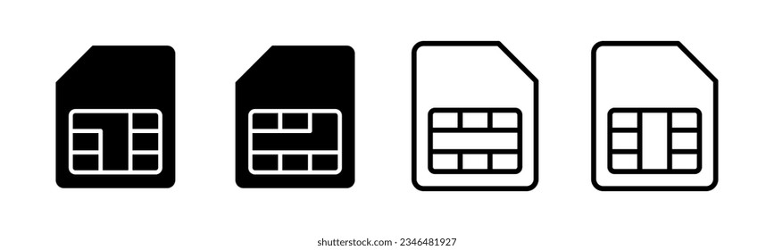 Ilustración del conjunto de iconos de la tarjeta SIM. signo y símbolo de tarjeta sim dual