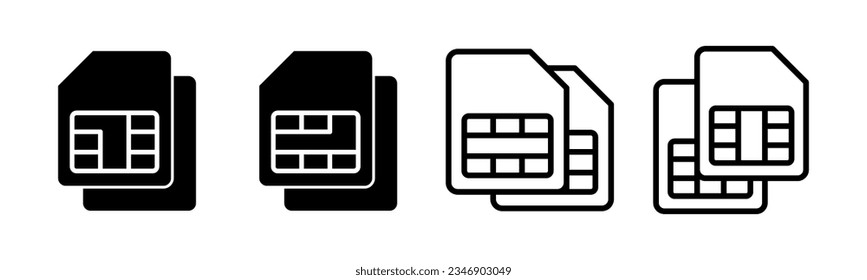 Sim card icon set illustration. dual sim card sign and symbol