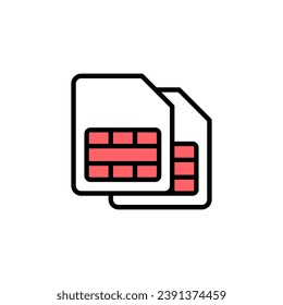 Sim-Card-Icon-Set-Illustration. Doppelsim-Kartenzeichen und Symbol