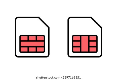 Sim-Card-Icon-Set-Illustration. Doppelsim-Kartenzeichen und Symbol