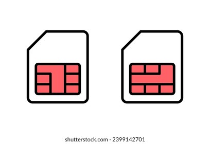 Sim card icon set illustration. dual sim card sign and symbol