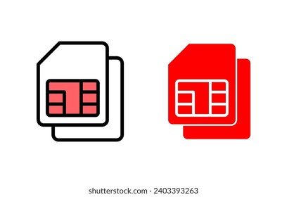 Sim-Card-Icon-Set-Illustration. Doppelsim-Kartenzeichen und Symbol