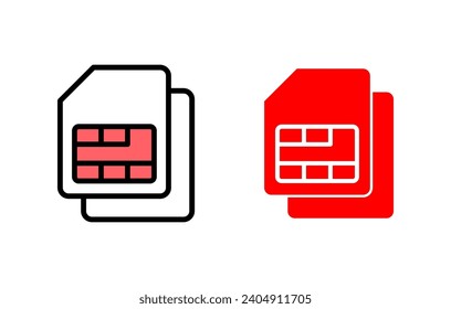 Sim card icon set illustration. dual sim card sign and symbol
