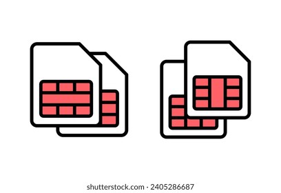 Sim card icon set illustration. dual sim card sign and symbol