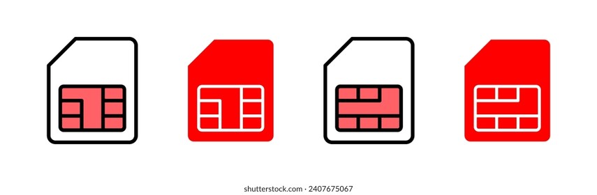 Sim card icon set illustration. dual sim card sign and symbol