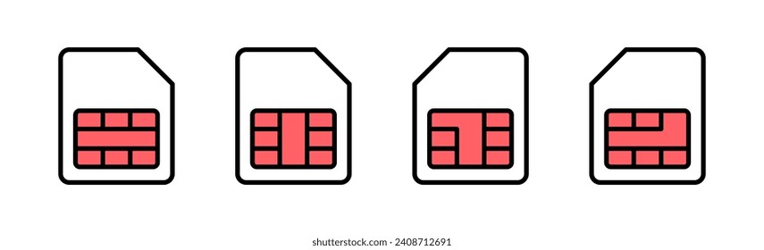 Sim card icon set illustration. dual sim card sign and symbol
