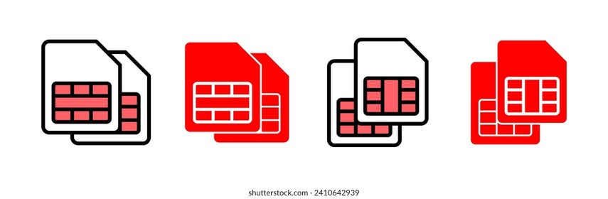 Sim card icon set illustration. dual sim card sign and symbol