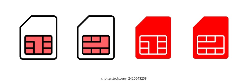 Sim-Card-Icon-Set-Illustration. Doppelsim-Kartenzeichen und Symbol