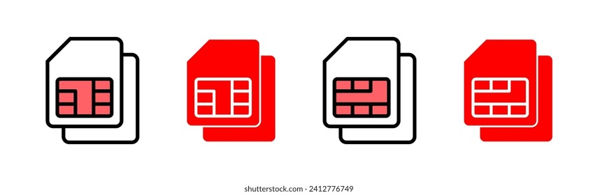 Sim card icon set illustration. dual sim card sign and symbol