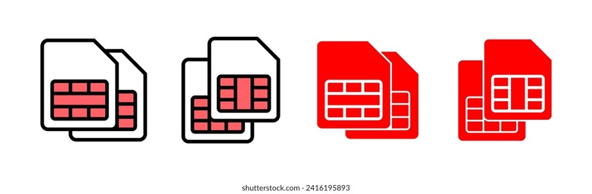 Sim card icon set illustration. dual sim card sign and symbol
