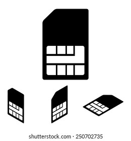 Sim card icon  set. Isometric effect
